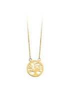 14K Solid Yellow Real Gold Tree Life Cut Out Necklace - Adjustable 16&quot;-18&quot; - £227.98 GBP