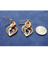 PAIR OF VINTAGE ESTATE 14K GOLD DANGLE &quot;HEART&quot; W/ &quot;FLOWER&quot; EARRINGS 4.4g... - £214.08 GBP