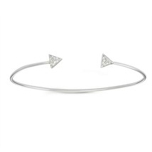 Sterling Silver Small Clear CZ Double Pyramid Style Open Cuff Bangle Bracelet - $43.69