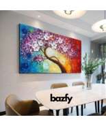 Vibrant Multicolor Tree of Life Canvas Art Hand Painted Home Wall Decor ... - $114.99+