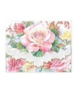 Victorian Embossed Note Card &amp; Envelope Set, Pink Roses, Set of 10 - £12.04 GBP