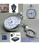 Silver Color Pocket Watch Women Pendant Watch with Key Ring and Necklace... - $26.65 CAD