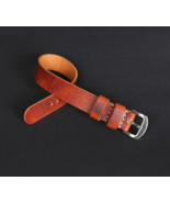 Brown Leather Watch Strap Men 18-24mm Handmade Single Pass Watch Band Mi... - $22.99