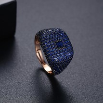 Vintage Iced Ring For Women Men Original Cubic Zircon Rose Gold Adjustable Ring  - $22.02