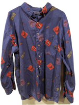 MENS BUTTON DOWN LONG SLEEVE FISHING THEMED SHIRT SIZE XL LOAFERS BRAND - £9.54 GBP