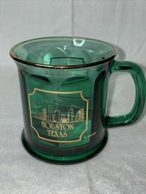 Vintage Green Glass HOUSTON TEXAS Mug with 22k Gold By CULVER Made In USA - £9.58 GBP