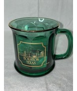 Vintage Green Glass HOUSTON TEXAS Mug with 22k Gold By CULVER Made In USA - £9.56 GBP