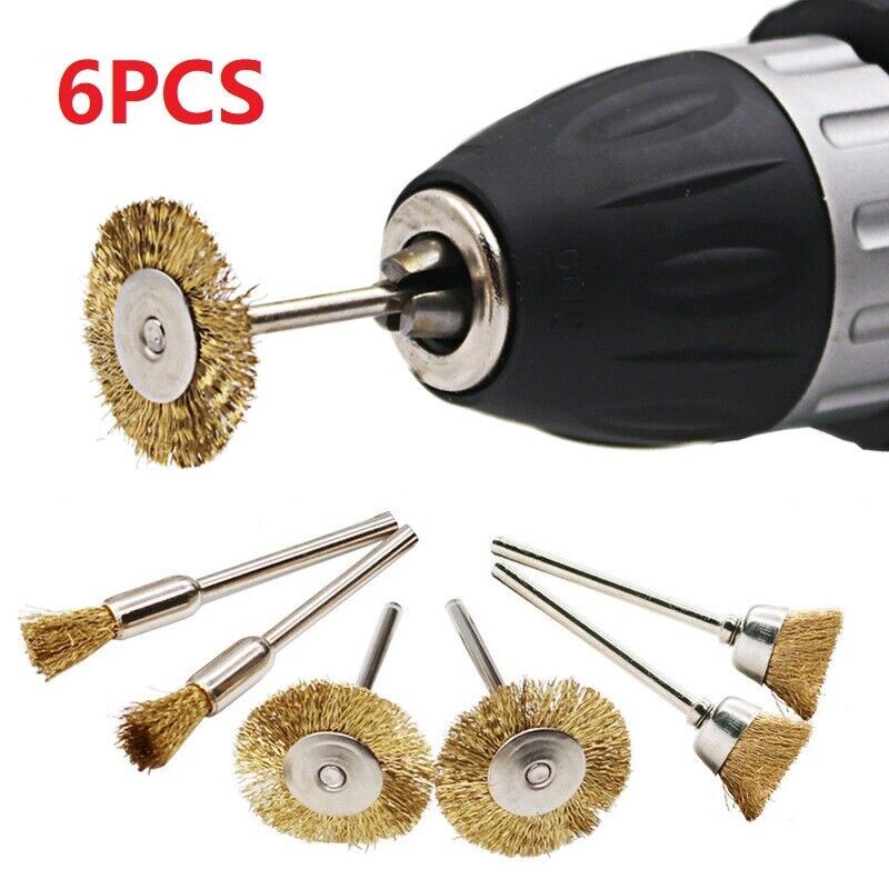 6PCS 3mm Shank Copper Wire Brush Electro Polishing Remove Rust - $0.99