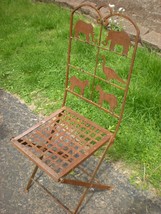 Vintage Handmade Metal Animal Theme Flat Folding Bare Metal Chair 42&quot; T;Pls Read - £47.12 GBP