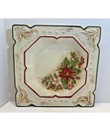 MWW Market Holiday Flowers Christmas Poinsettias Square Plate 11&quot; - £15.62 GBP