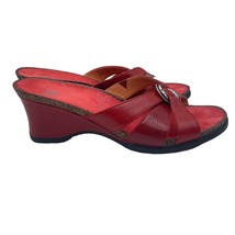 Ariat Wedge Heels Sandals Slip On Ember Red Leather Cork Womens 8.5 - £30.92 GBP