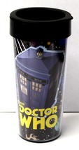 Doctor Who Tardis Dalek &amp; Cyberman Art 16 oz Double Wall Plastic Travel ... - £11.79 GBP