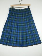 Vintage Siren Adjust-O-Matic Pleated Skirt Kilt Blue Plaid - £46.92 GBP