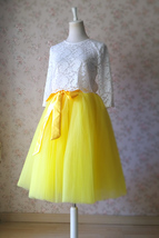 YELLOW Midi Tulle Skirt Outfit Women A-line Custom Plus Size Tulle Midi Skirt image 4
