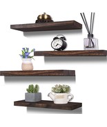 Hxswy Set Of 4 Brown Farmhouse Wooden Wall Shelves For Bathroom Kitchen ... - £29.66 GBP