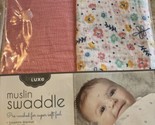 New Babe Luxe Baby Swaddling Muslin Set 2 Blankets Solid pink And pink f... - $25.23