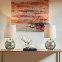 Ranier Glass Table Lamp For Bedroom, Nightstand Light With Cotton Blend Fabric S - $110.99