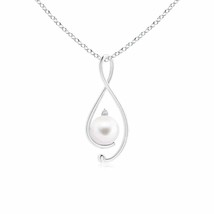 ANGARA 8mm Freshwater Cultured Pearl Infinity Pendant with Diamond in Silver - £118.73 GBP
