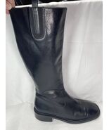 Women&#39;s Black Leather Knee High Zip Up Boots Size 9 Stretch Calf Howard ... - $27.23