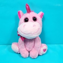 Unicorn Pink Sitting Valentines Heart Love Shiny Plush Stuffed Animal 8&quot; - £18.18 GBP