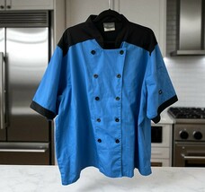 Happy Chef CookCool Size 2XL Blue Black Button Up Professional Cook shor... - $364.34 MXN