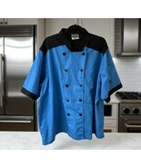 Happy Chef CookCool Size 2XL Blue Black Button Up Professional Cook shor... - $364.34 MXN