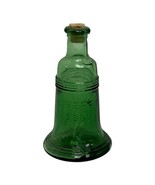 Vintage Wheaton Green Tiny Glass Bottle Liberty Bell Shaped W/ Cork - $171.35 MXN