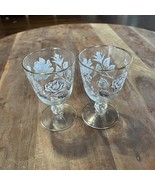 1963 Set of 2 Libbey Rose Bouquet Water Goblets White Gold Rose 8 fl oz - $15.45 CAD