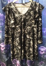 Pretty Floral Flowy Black Gothic Shift Dress Size XS Fits L Exc PO By Fr... - £8.63 GBP