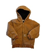 Carhartt Brown Duck Canvas Jacket Hooded Boys Youth S 7-8 Full Zip Quilt... - £35.88 GBP