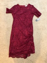 Nwt Sharagano Red With Lace Overlay Short Sleeve Sz 10 Msrp $118 - £19.91 GBP