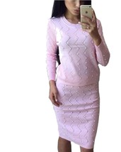 Spring Knitting Long-sleeved Sweet Pearls Sweater + Pencil Skirts - £33.66 GBP