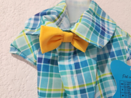 Simply Wag Puppy Dog Spring Easter Blue Yellow Bow Tie Dress Shirt Size ... - £16.27 GBP