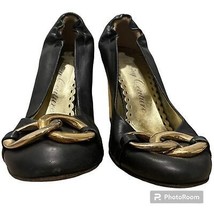 Juicy Couture Y2K Mariska Heels Sz 8.5 Black and Gold - £19.98 GBP