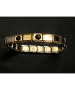Avon Stretch Bracelet Faux ONYX Silver Tone Elastic Metal Link Fashion J... - £7.73 GBP