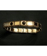 Avon Stretch Bracelet Faux ONYX Silver Tone Elastic Metal Link Fashion J... - $150.15 MXN