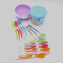 Munchkin 16 pc lot Soft-Tip Baby Spoons Stay Put Suction Bowl Snack Catcher - $13.86