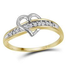 10k Yellow Gold Womens Round Diamond Heart Love Fashion Ring 1/20 Cttw - £95.12 GBP