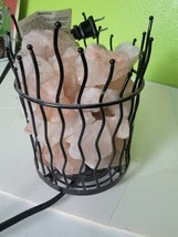 Himalayan Salt Lamp Pillar Black Basket Case Rocks Fire Pit - $39.20