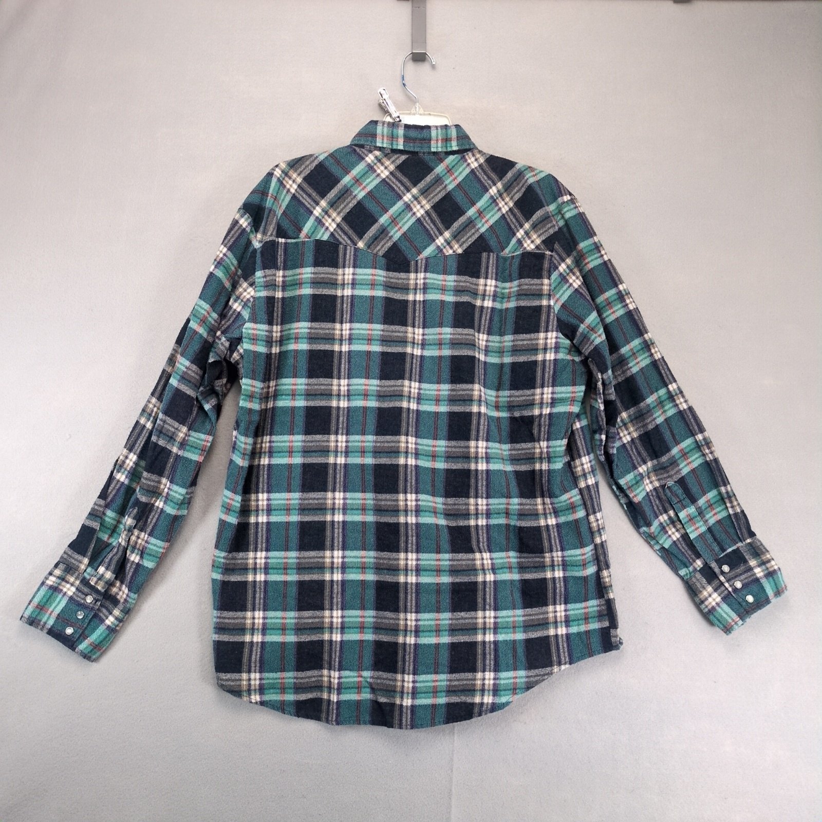 Vtg GFC Trading Co Plaid Flannel Pearl Snap Shirt Men's XL Navy Green Gorpcore Item image 2
