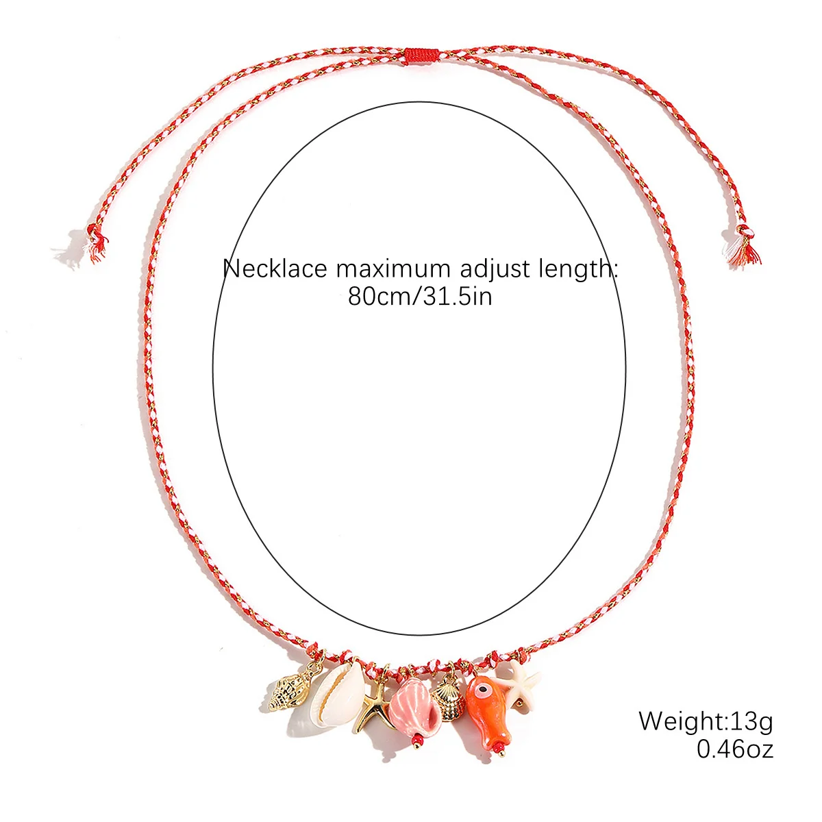 Summer Shell Starfish Necklace for Kids Girls Colorful Rope Braided Jewe... - $7.26