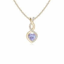 Tanzanite Infinity Heart Pendant with Diamonds in 14K Yellow Gold (A, Size- 4MM) - £266.23 GBP