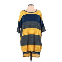 LuLaRoe Irma Yellow &amp; Blue High/Low Blouse Top Small Oversize - £11.30 GBP