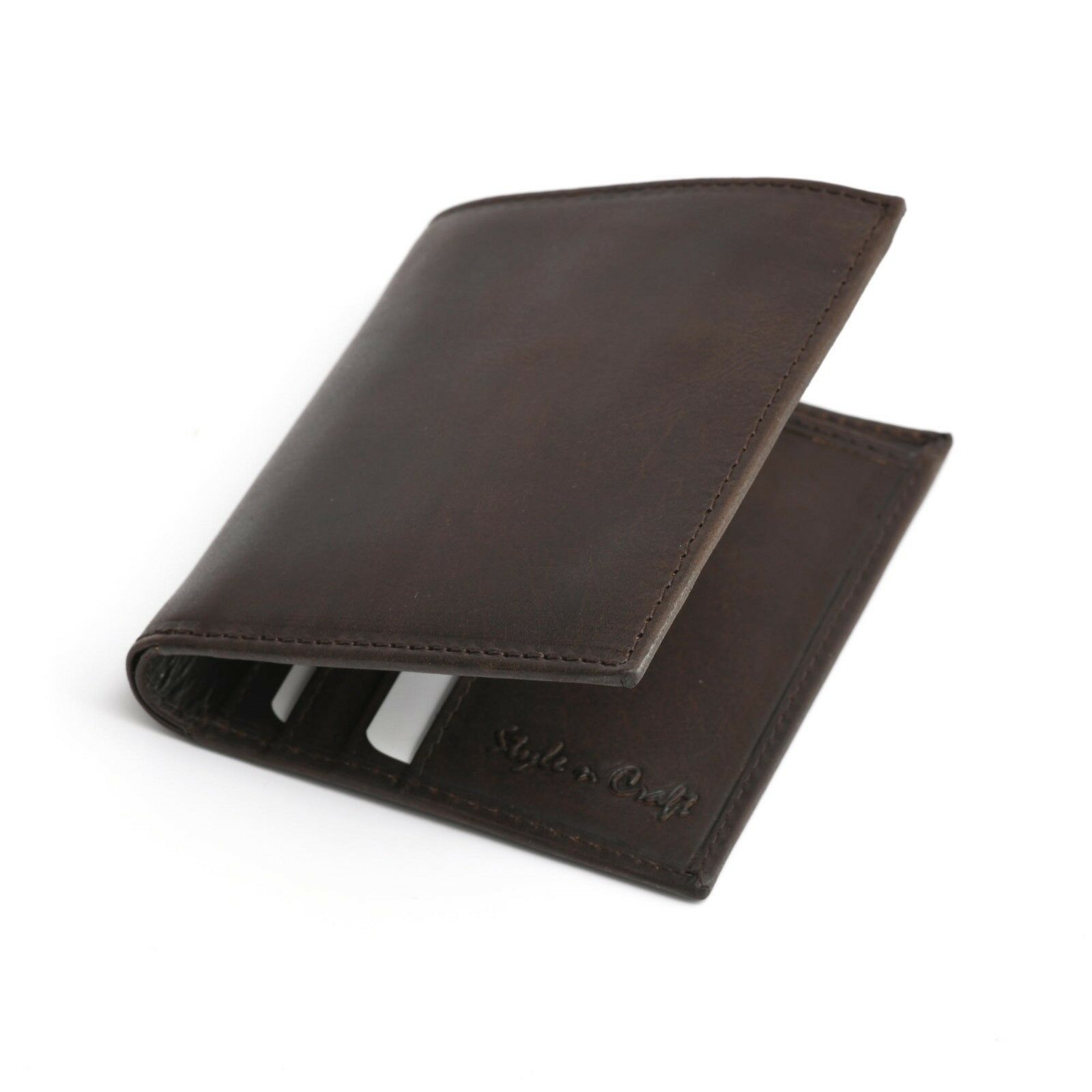 Style n Craft 391002 Slim Bifold Hipster Leather Wallet in Dark Brown - $29.99