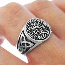Viking Tree of Life Ring Yggdrasil Celtic Knotwork Men Stainless Steel Jewellery - £9.54 GBP