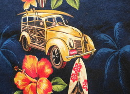 &#39;Surfing Hawaiian Print on Navy 100% Cotton Jean Miller Hawaiian Island Prints   - £6.09 GBP