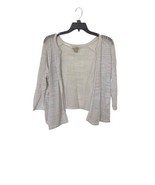 Lucky Brand Cardigan Sweater Womens Medium white Open Knit Casual Ladies XL - $22.40 CAD