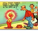 Comic Stupid Kid Thinks Spittoon is a Toilet UNP Linen Postcard S1 - $4.90