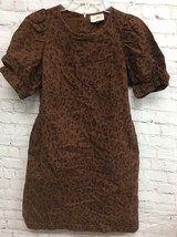 Universal Thread Womens Shift Dress Brown Leopard Print Zip Crew Denim 4... - £5.44 GBP