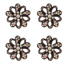 Set of (4) 1-1/2&quot; Screw Back Conchos Antique Copper Floral Concho w/ Rhi... - $24.74